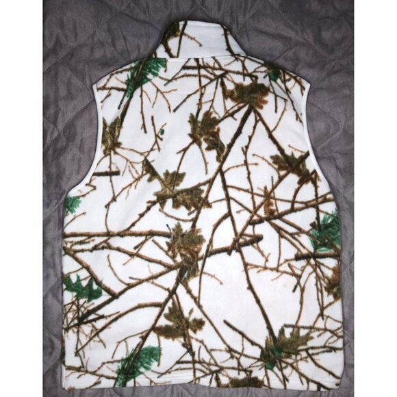 TRAIL CREST Womens M White Camo Fleece Full Zip Vest Hunting Hiking - Picture 8 of 14